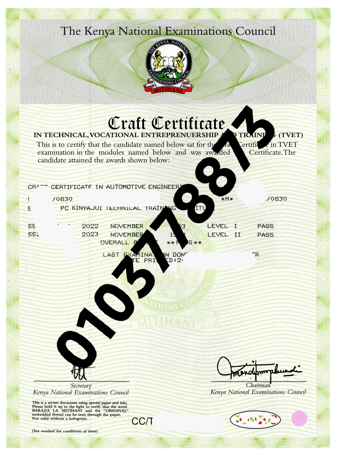 KNEC CRAFT CERTIFICATE