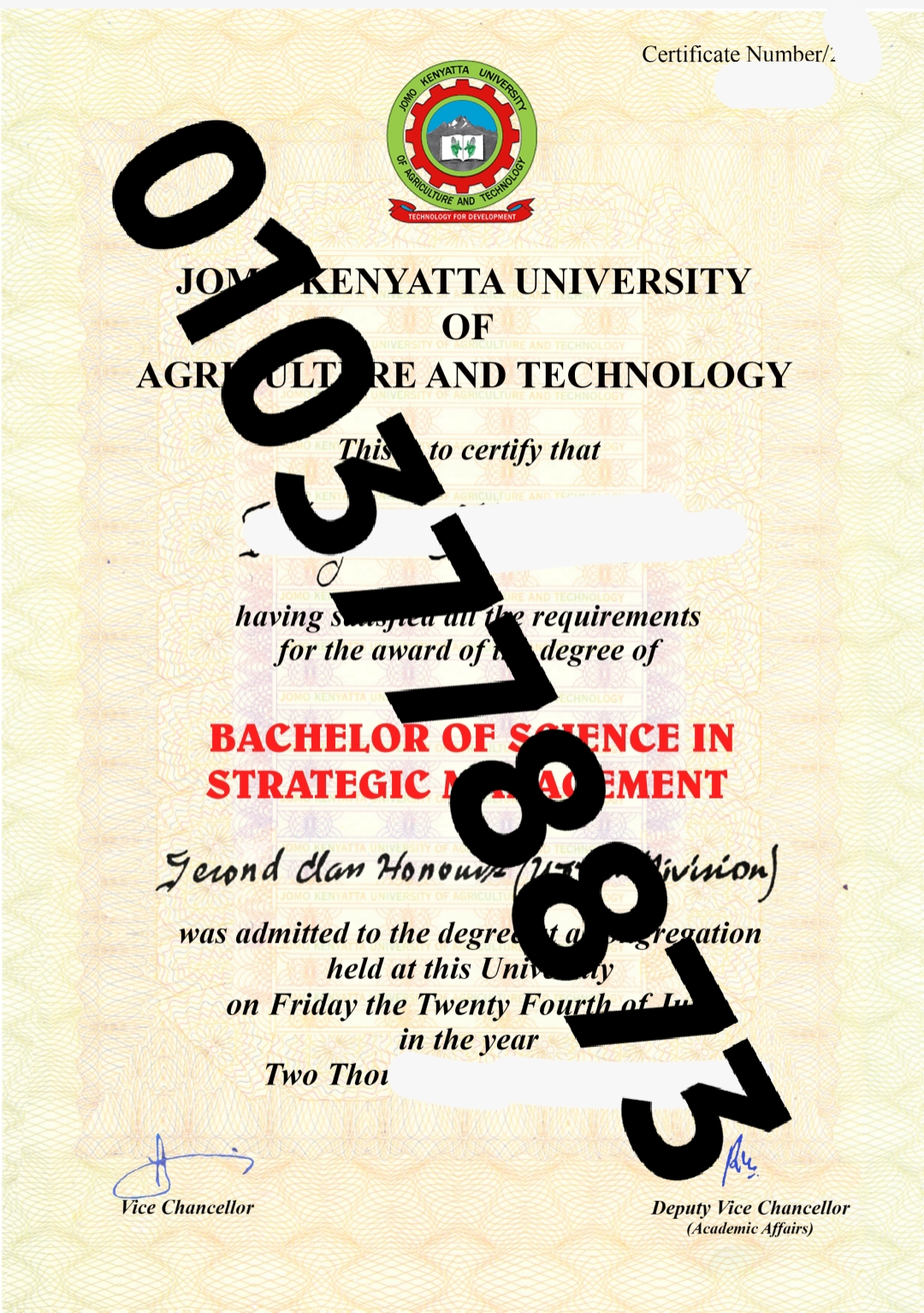 JKUAT CERTIFICATE