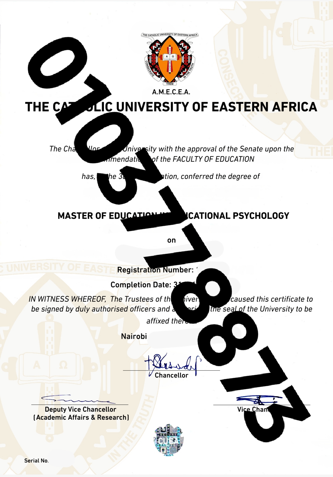 CATHOLIC UNIVERSITY CERTIFICATE